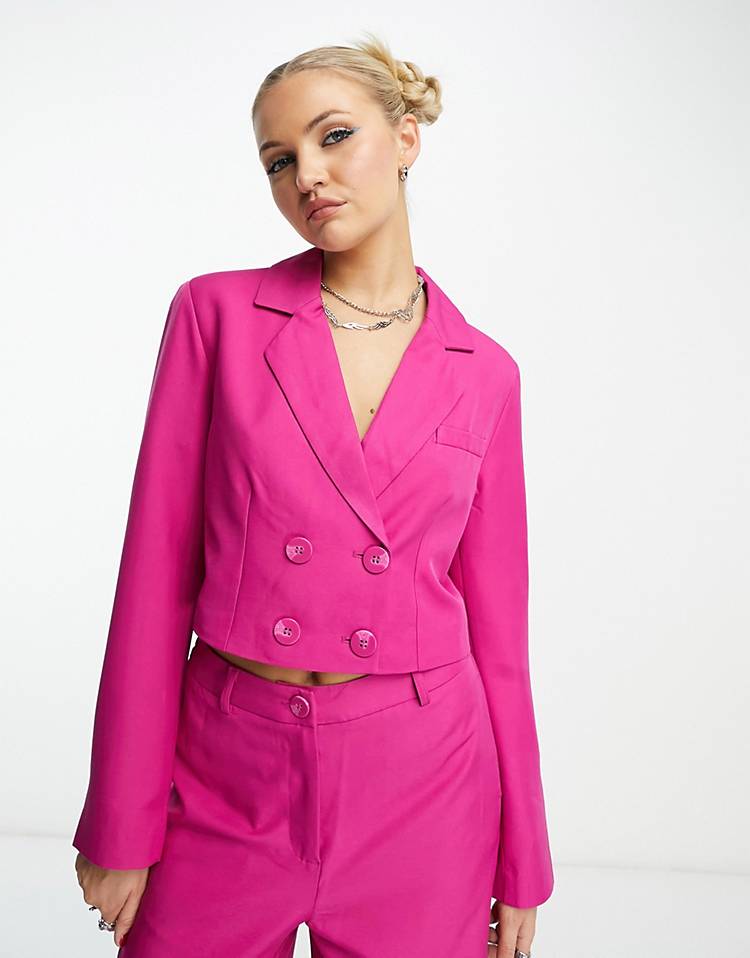 Only cropped blazer in pink - part of a set